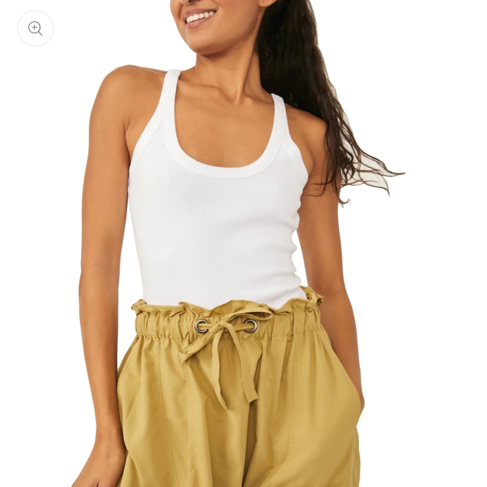 Free People Movement Step One Tank PaintedWhite Ribbed Size Small NWT